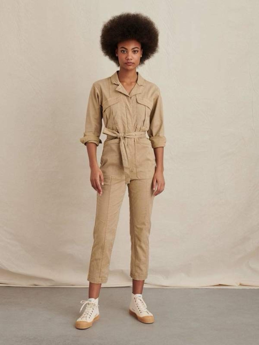 Alex Mill Expedition Jumpsuit In Washed khaki Small Utility Tie-Waist Workwear
